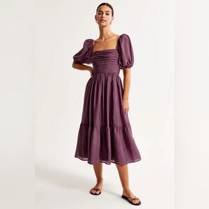 Abercrombie & Fitch Emerson Floaty Puff Sleeve Midi Dress